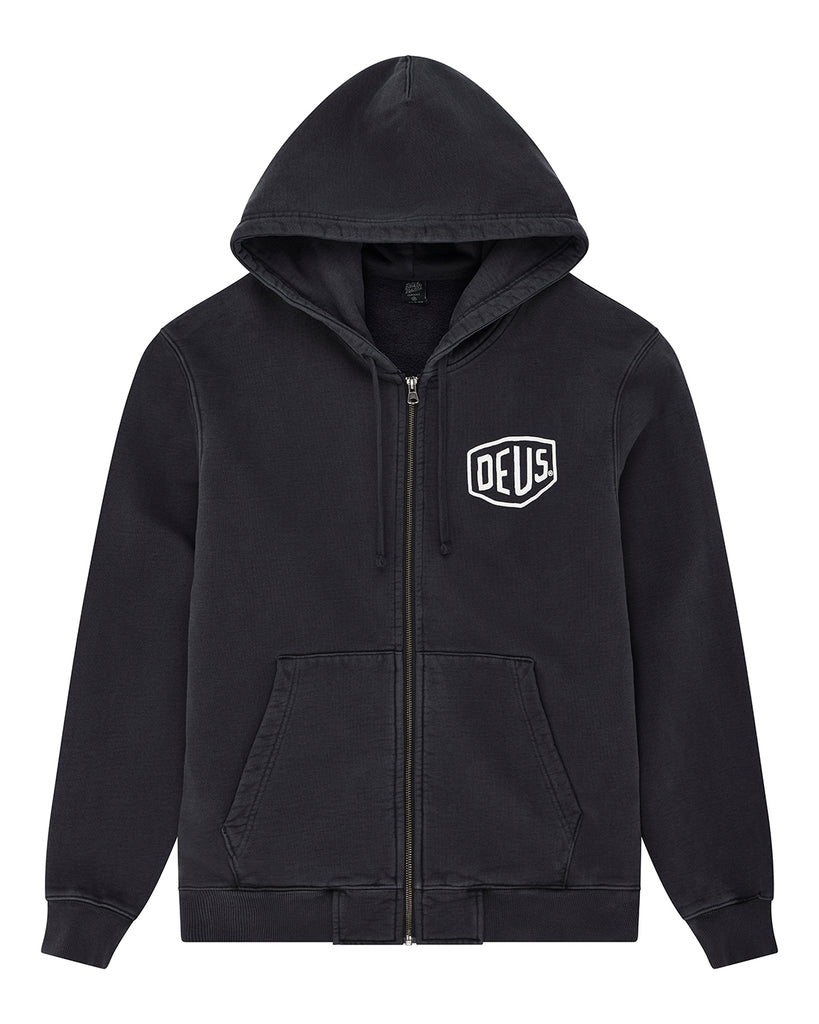 SHIELD GARMENT DYED ZIP HOODIE – Deus Ex Machina/デウス 