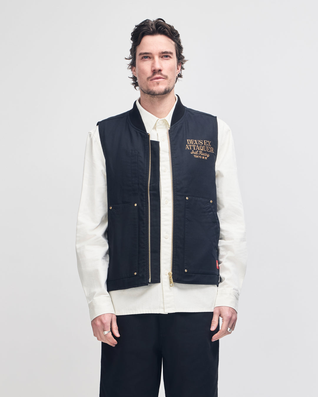 DEUS EX MACHINA◆ダウンベスト/M/-/ブラック デウスエクスマキナ Deus EX Machina CARSON VEST キルト